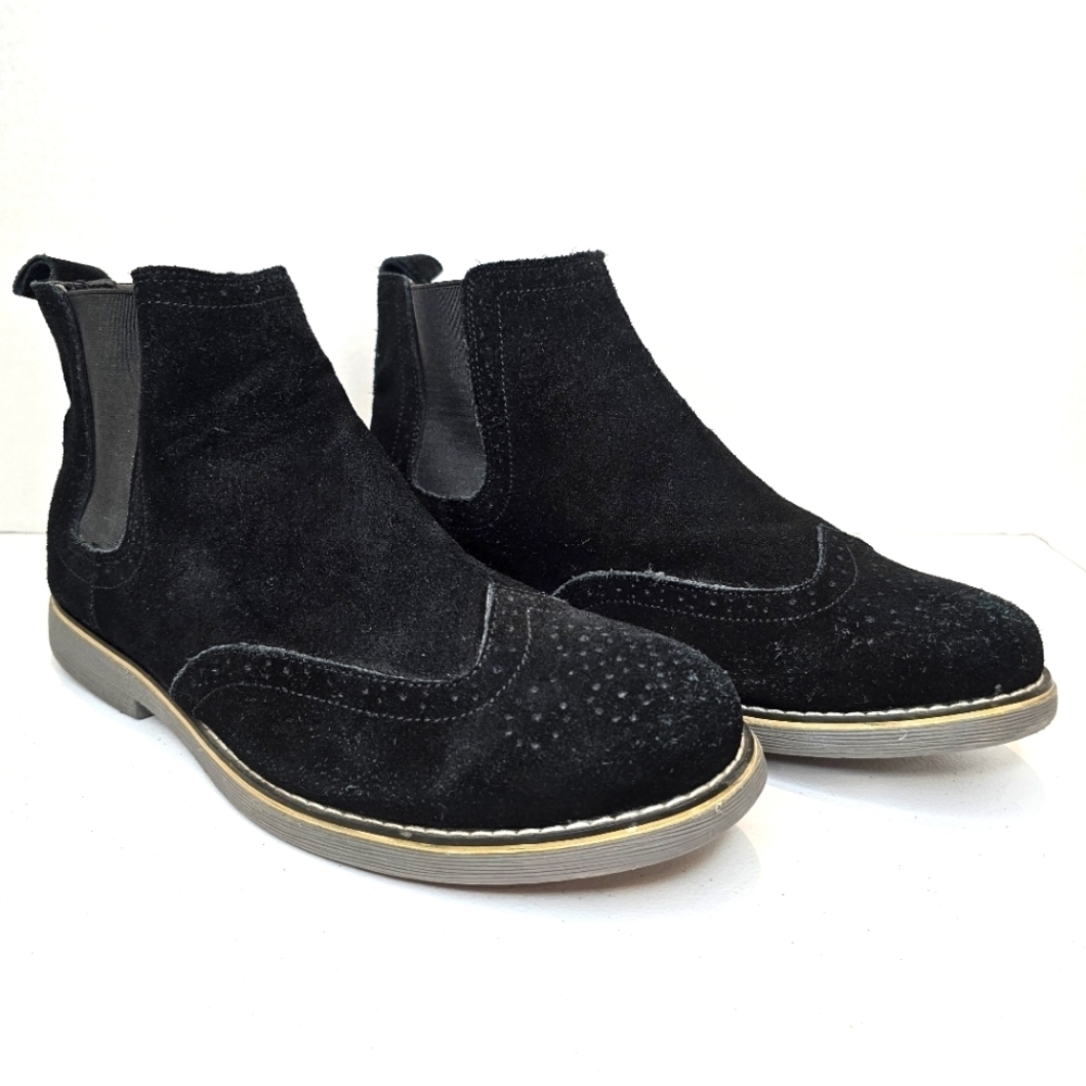 Alpine Swiss Chelse Boots Men's Size 9 Suede Dress Ankle Wingtip Shoe Genuine